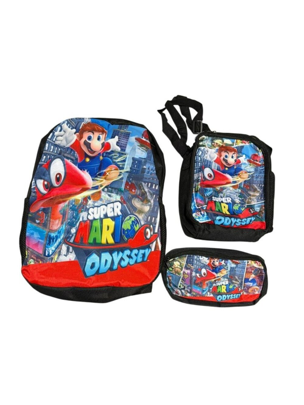 3 Pack Backpack Lunch Bag Pencil Case New Back to School Super Mario